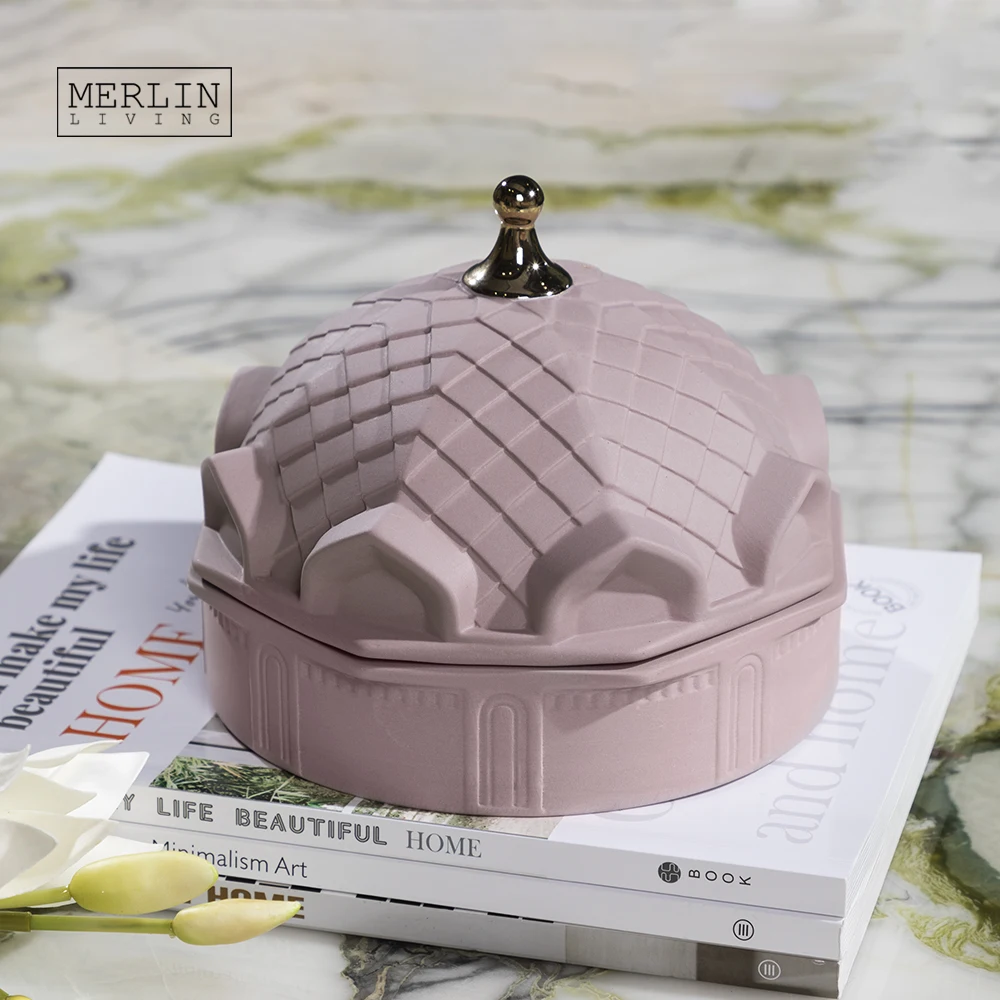 

Merlin Living Colorful Porcelain Ceramic Candle Jar Modern Ceramic Candle Holder For Home Decor