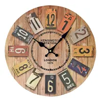 

European retro home decoration antique simple design MDF gift rustic wooden wall clock