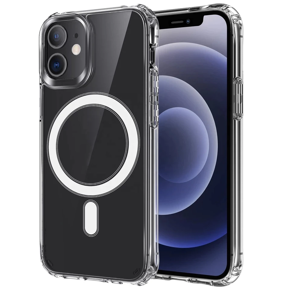 

Ultra Clear Magnetic wireless charging Circle Magsafing Case Shockproof Cover AccessoriesCase For IPhone 13 12 11 Pro Max, Black,dark blue,red