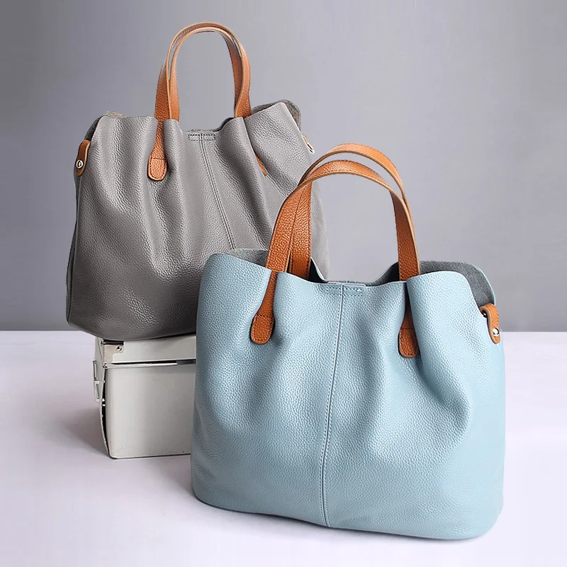 

2021 New arrival spring Summer genuine Leather Large Capacity crossbody handbag Woman Casual Female Tote Bags, 5colors