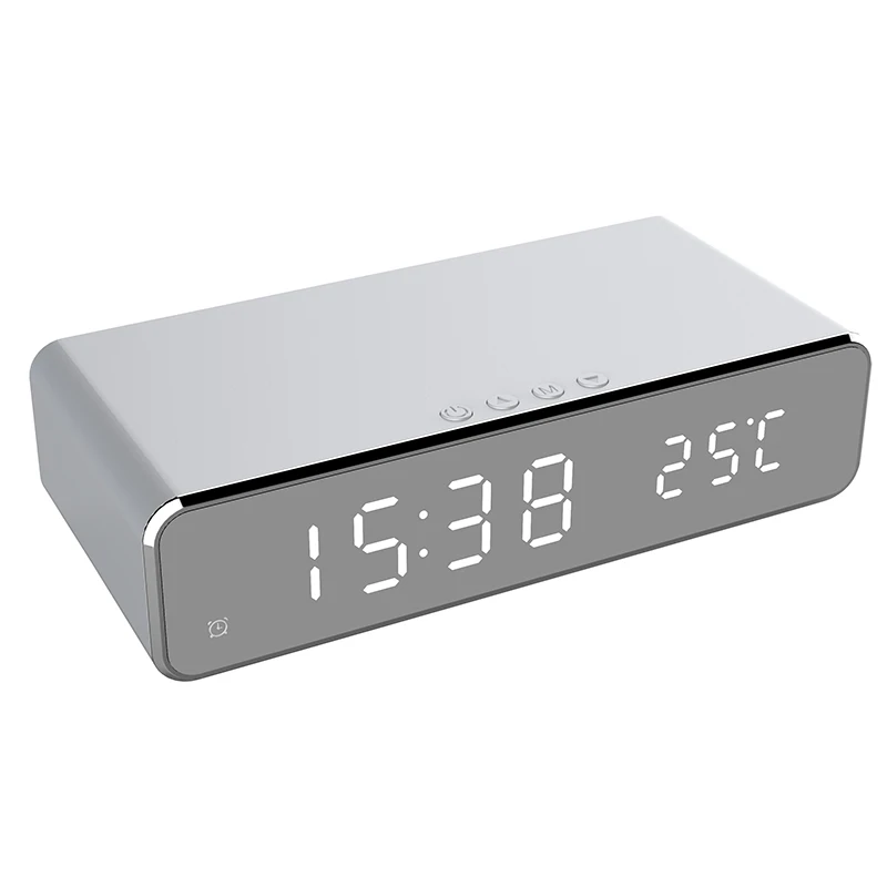 

Fast Wireless Charger Phone Wireless Charging Pad Thermometer LED Alarm Clock Speaker Fast Charger For Iphone Samsung