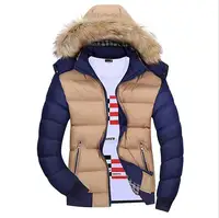 

Winter Hot Sale Patchwork Thicken Fur Collar Men Down Coat With Hood