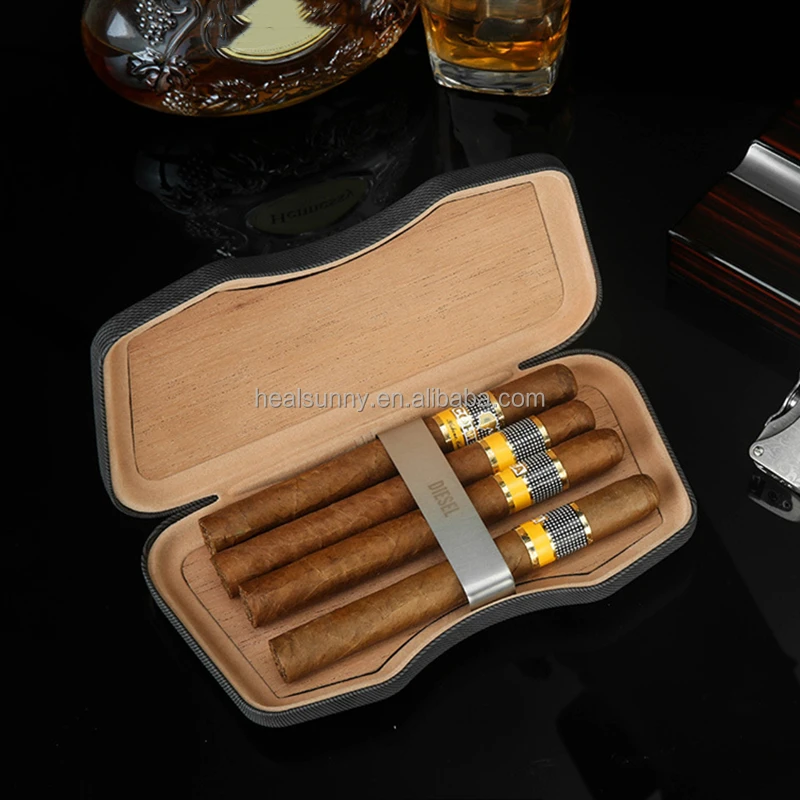 

Personalized Custom travel portable solid cigar box bag cedar leather cigar case humidor