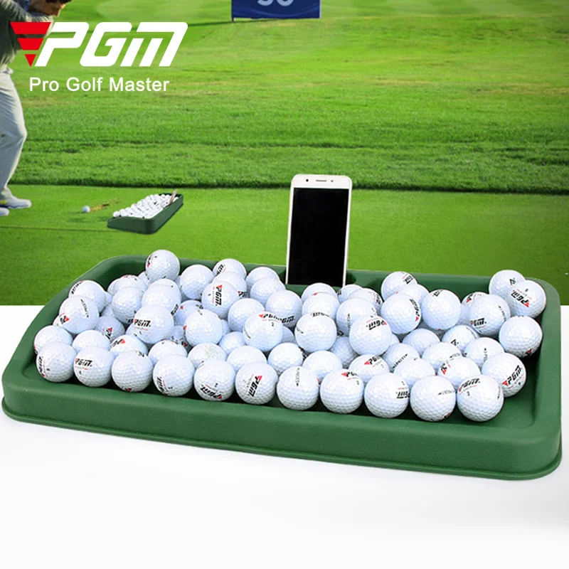 

PGM Soft Rubber Durable Golf Ball Tray With Mobile Phone Shelf with capacity of 100 balls