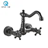 Modern european style dual handle wall mounted orb finished hot and cold water brass kitchen mixer faucet tap