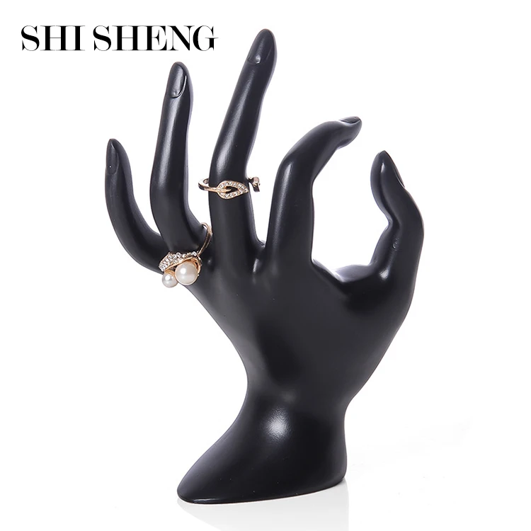 

SHI SHENG Wholesale Lady Mannequin Ok Shaped Stand Hand Black Resin Ring Necklace Watch Jewelry Display Holder Stand, Black/white/blue