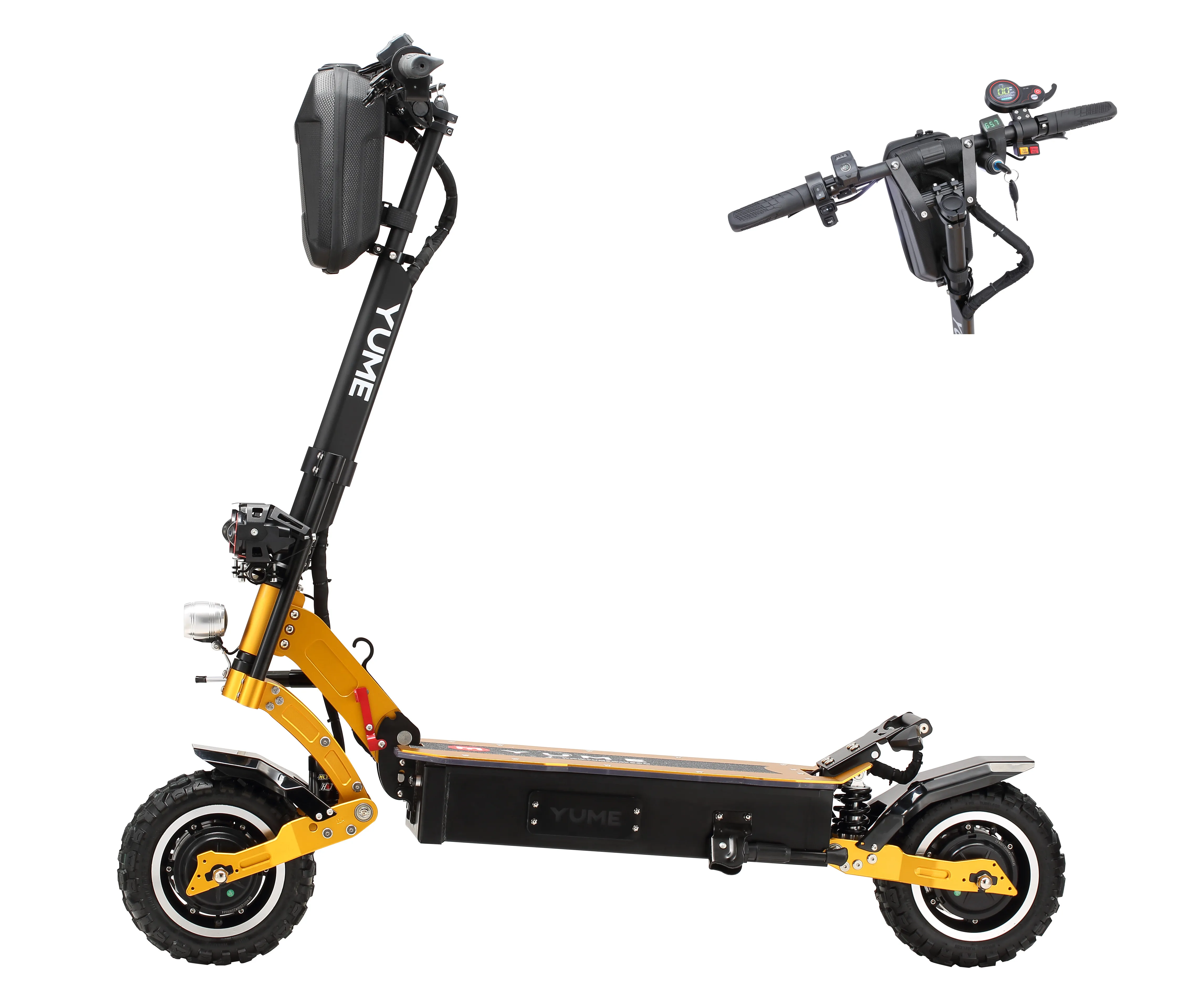 

YUME fast delivery x11 60v front and rear oil brake scooter 11inch off road fat tire dual motors skooter electric scooter