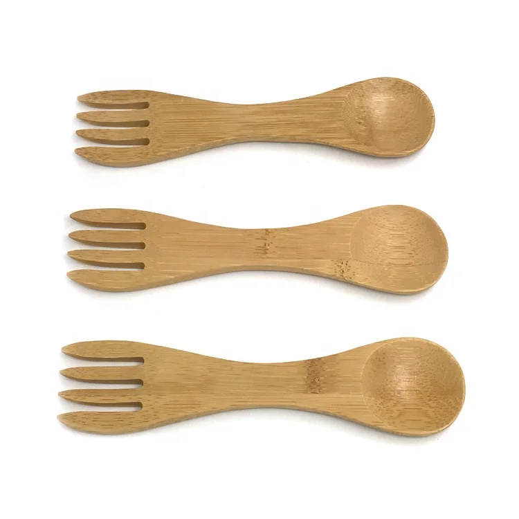 

Reusable 2 In 1 Spoon and fork bamboo Handmade Sporks