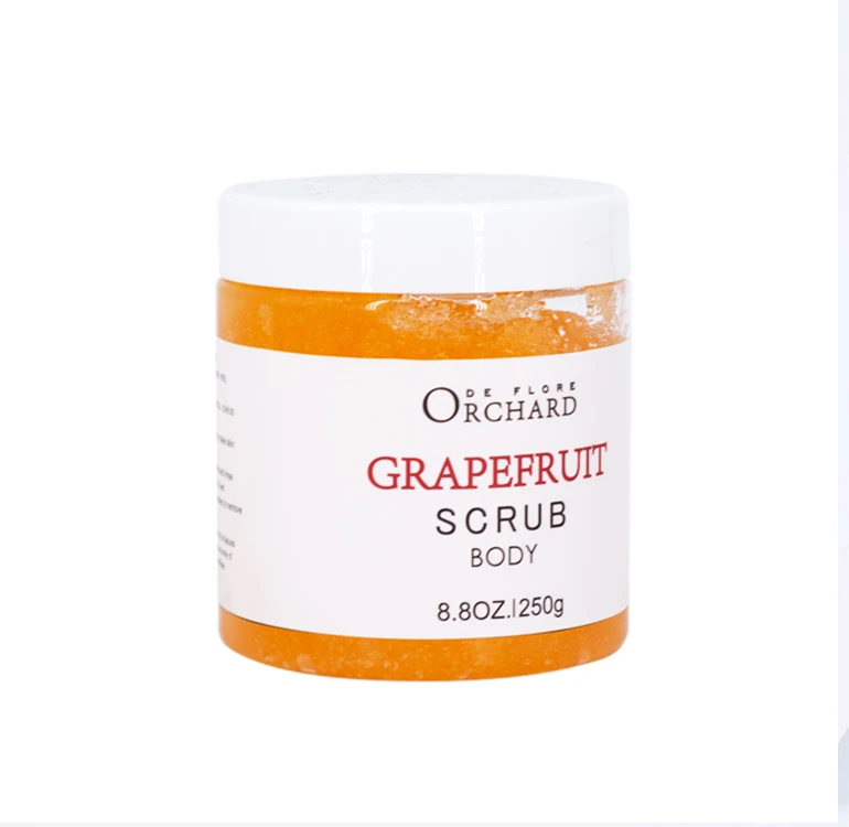 

Suppliers OEM bulk body and face salt fruit sugar grapefruit scrub private label, Transparent for grapefruit scrub