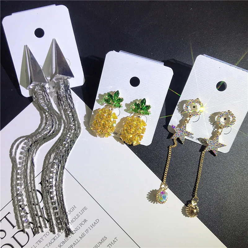 

Manufacturers set earrings female South Korean new fashion simple temperament joker long tassel earrings wholesale