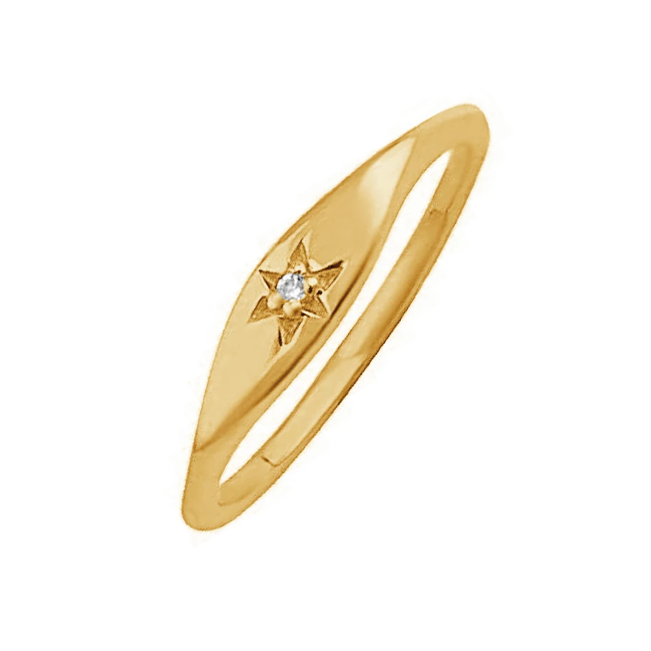 

wholesale gold jewelry manufacturers 925 sterling silver 18k gold vermeil mini starburst signet ring for women