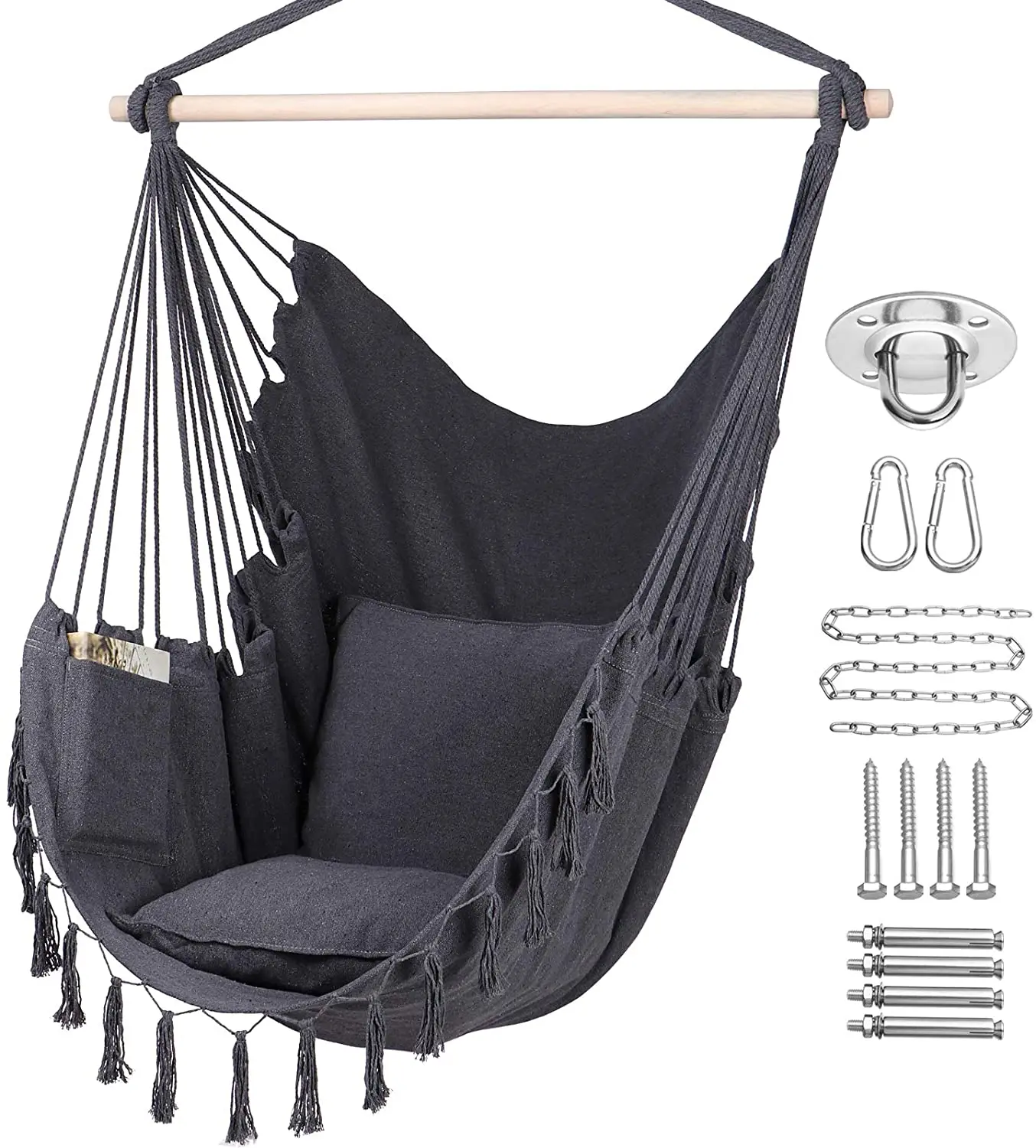 Black Outdoor Camping Hammock Chair Hanging Swing For Baby