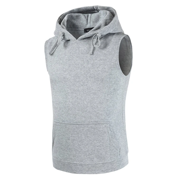 

2021 new custom hoodie men gym sleeveless sport running tank top hoodies for men