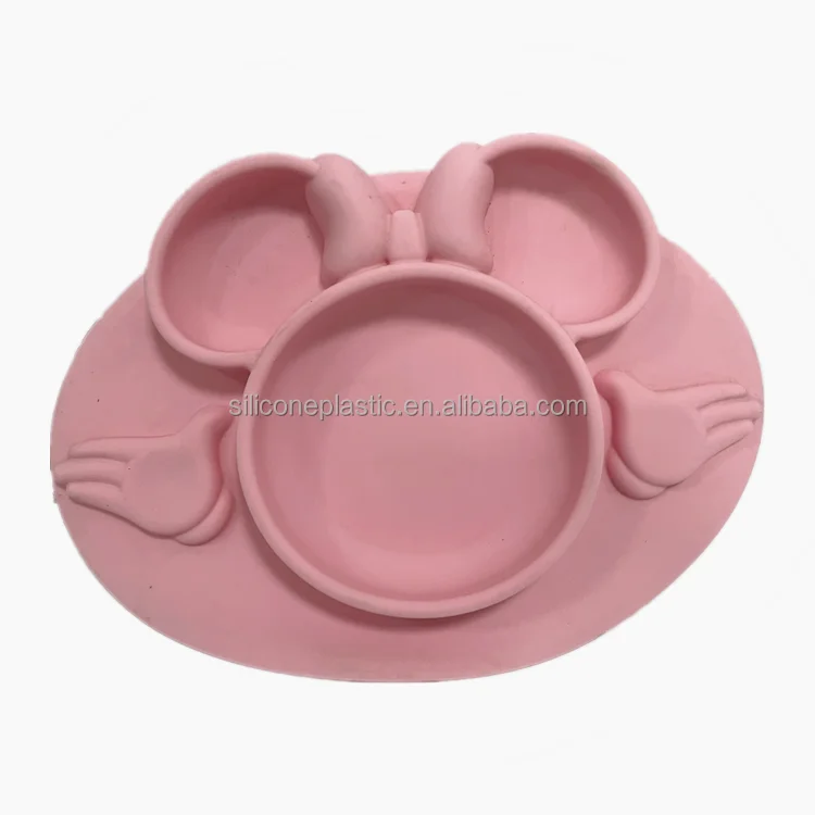 

Privite Mould Children Bpa-free Silicone Baby Bowl and Spoon Baby Silicone Bibs and Bowl Feeding Sets, Customized color