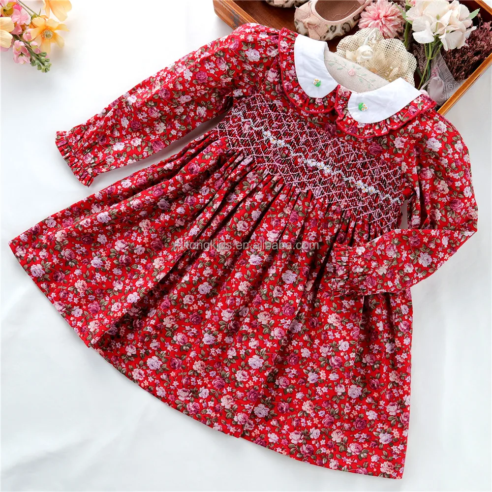 

fall long sleeve red kids dresses for girls clothing princess party birthday cotton children clothes wholesale C071683