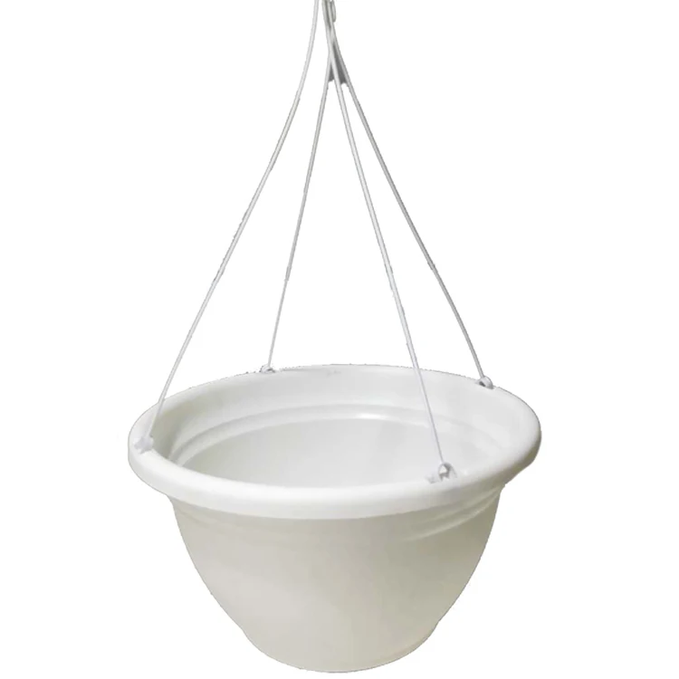 

Factory Price PP Round Injection Molding Flower Pots Hanging Flower Pot White Plastic Planter Pot