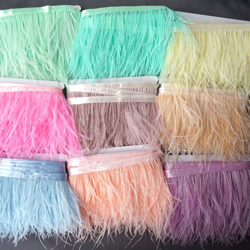 

9-11cm Decor trim for Dance Costumes Dresses skirt pajamas Ostrich Feather trim fringe lace for decoration feather accessories