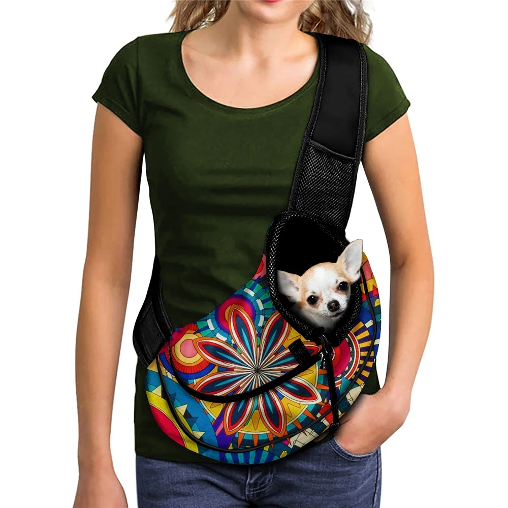 

Customised Pet Products Hawaii Polynesian Tribal Colorful Pattern Sling Pet Breathable Mesh Pet Shoulder Bag for Puppy/Kitten, Customized color