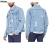 wholesale jacket Mens cotton make old hole jeans denim jacket