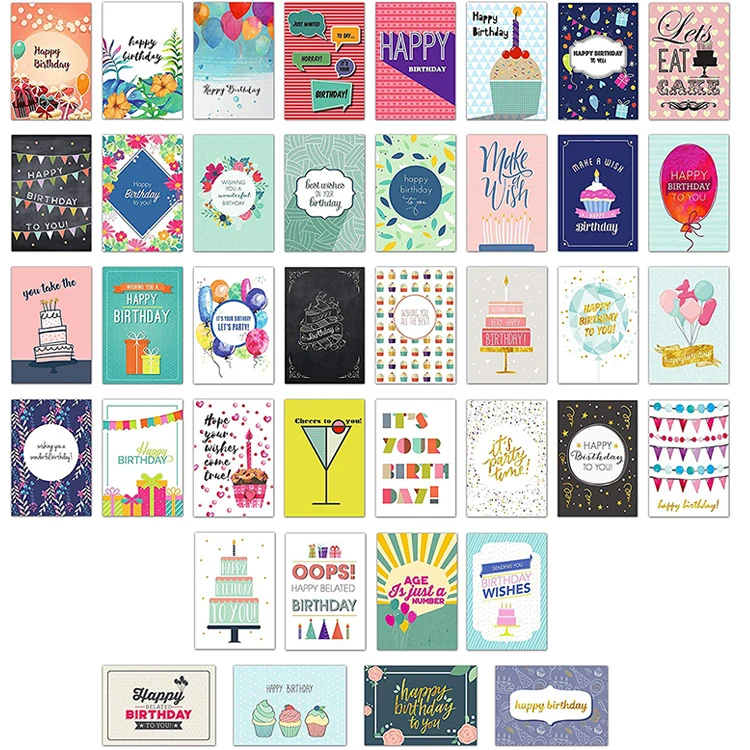 Custom Assorted Designs Bulk Premium Set Of 40 Baby Cards,Birthday ...