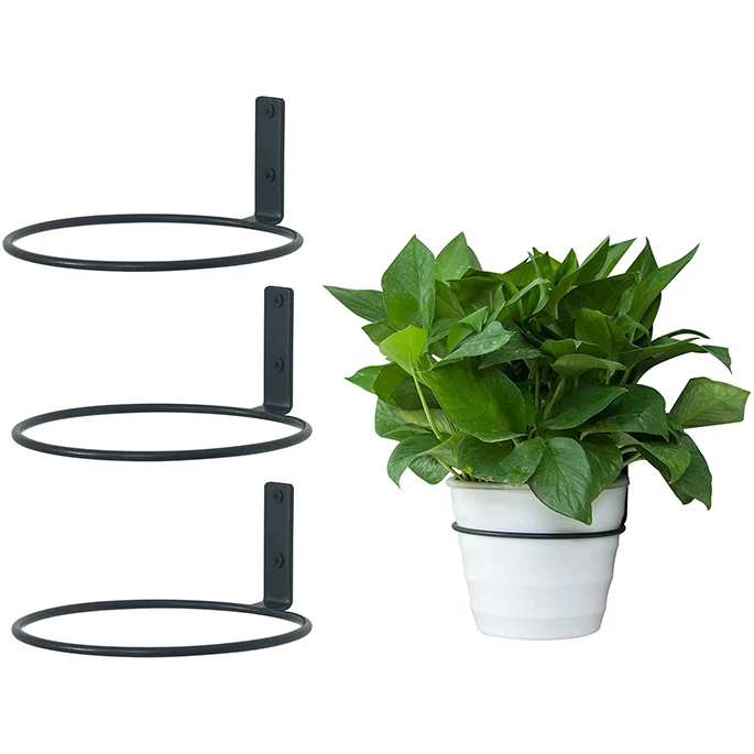 

ORZ0053 8 inch Hanging Plant Stand Heavy Duty Metal 3 Pack Flower Plant Pot Support Holder Ring Fit for Outdoor/Indoor, Black