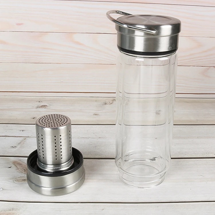Wholesale Tea Infuser Double Walled Borosilicate Glass Water Bottle