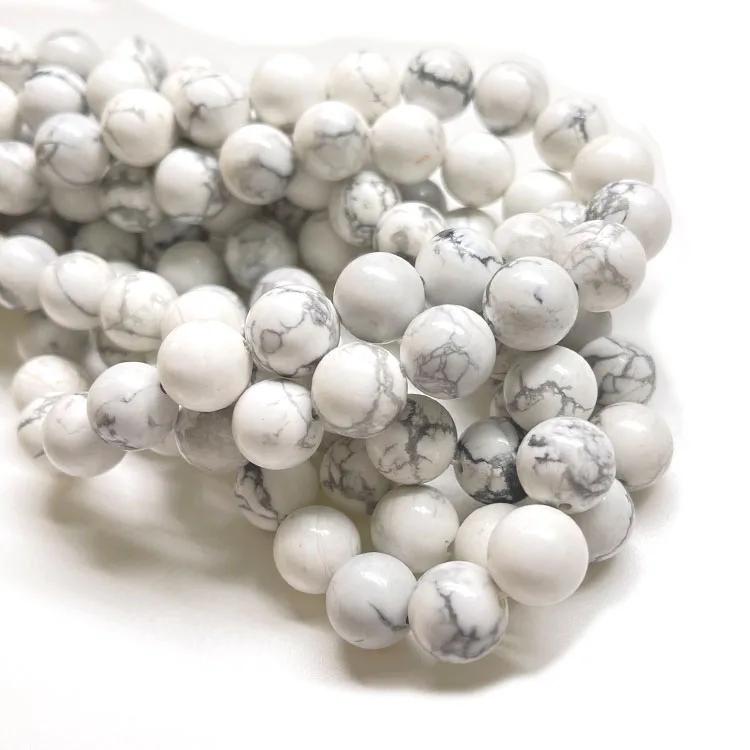 

High quality natural gem Natural Round Smooth White Howlite Loose Stone Beads For DIY Jewelry Making