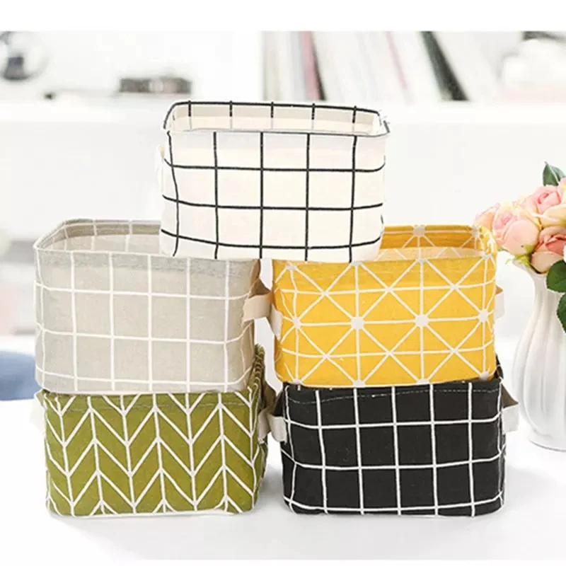 

Hot Sales Stationery Washing Organizer Cloth Storage Basket Flodable Deaktop Storage Box, Green blue pink black yellow