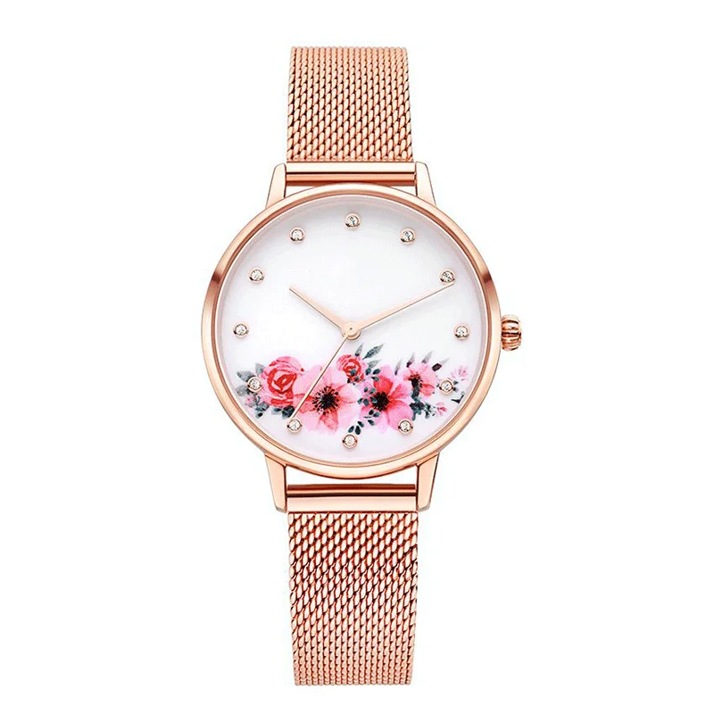 

China Original Factory Cheap Custom Ladies watches Women Rose Gold Stainless Steel 316L Quartz Watch With Luxury Mesh Strap