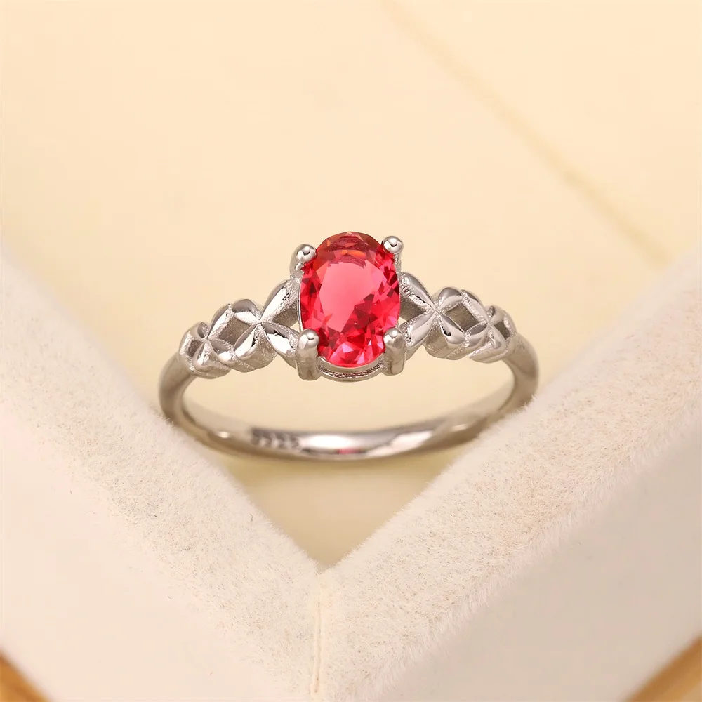 

yalibao jewelry new arrival on the market s925 sterling silver jewelry pink natural oval zircon ladies wedding ring woman finger, Picture