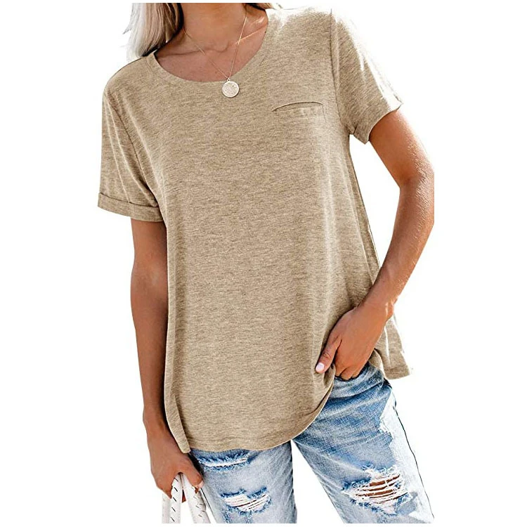 

2021 new Short Sleeve Casual Cotton blend T Shirt for women