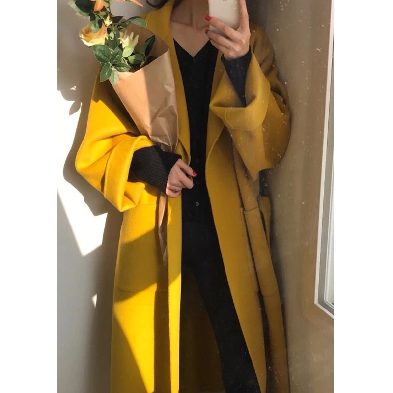 

New Spring Autumn Winter Woolen Coat for Ladies women Long Korean Popular Hepburn Plus Warm Woolen Coat Thickening Jacket Long