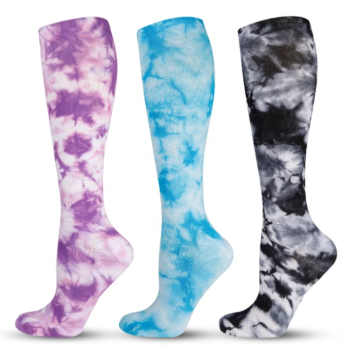 

Max thick terry soft breathable unisex sports socks tie dye colorful knee high compression socks, Color avaliable