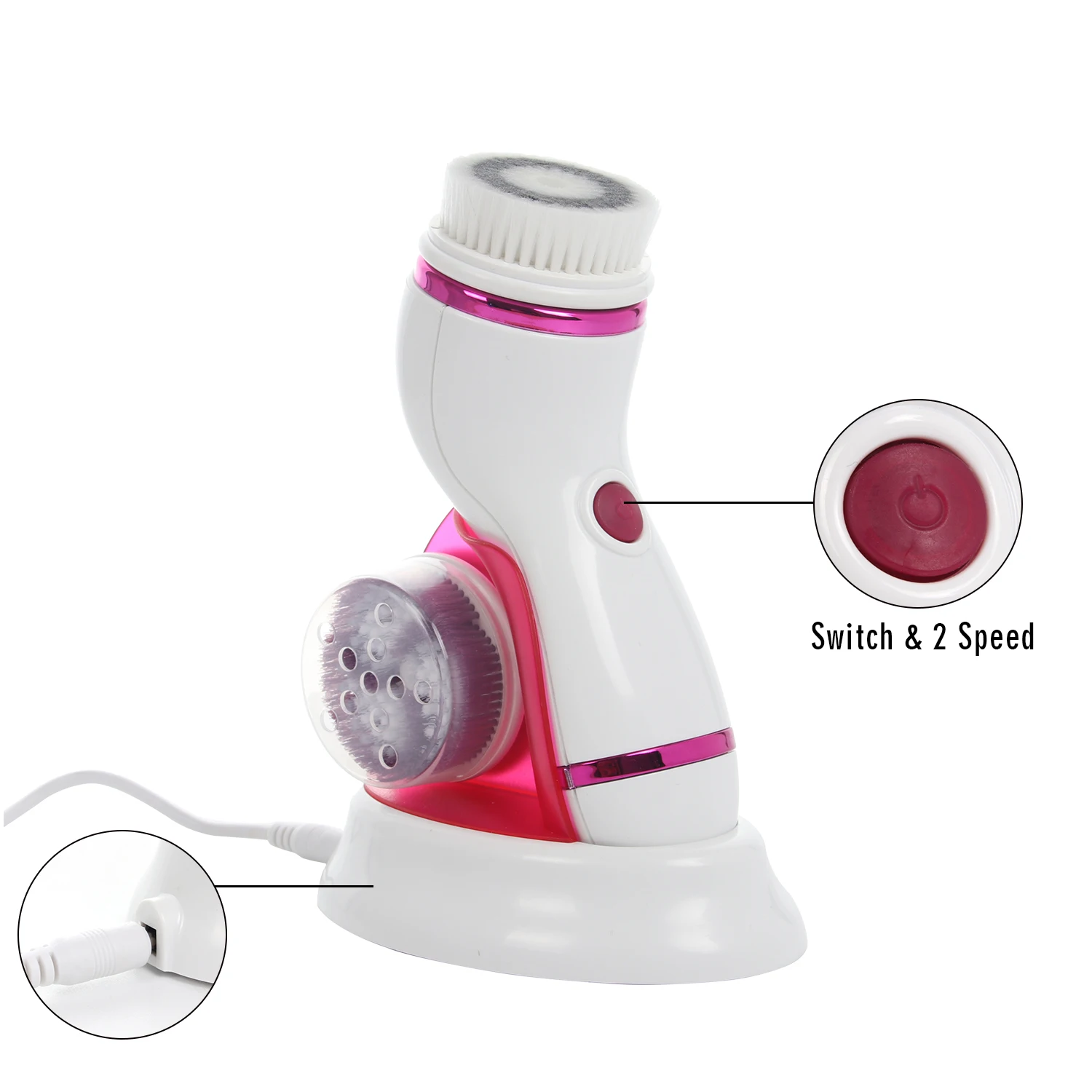 4-1 Rechargeable Facial Cleaning Brush 2019 Amazon Hot Sale Electric Face Scrubber Massage Waterproof Portable Skin Care Tool