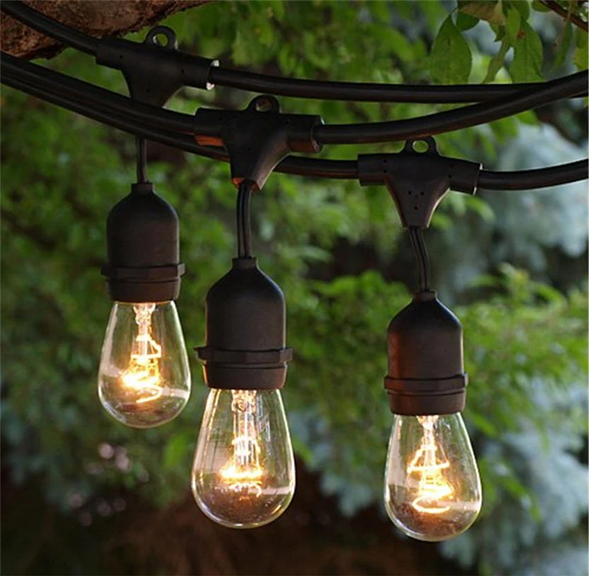 Plastic Outdoor Globe Lights  black 25 Clear Bulbs Commercial Outdoor G40 Globe Led String Lights ip65