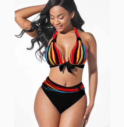 

Fashion design High Waist womens plus sized two piece set swimming suit swimwear beachwear, Accept customized