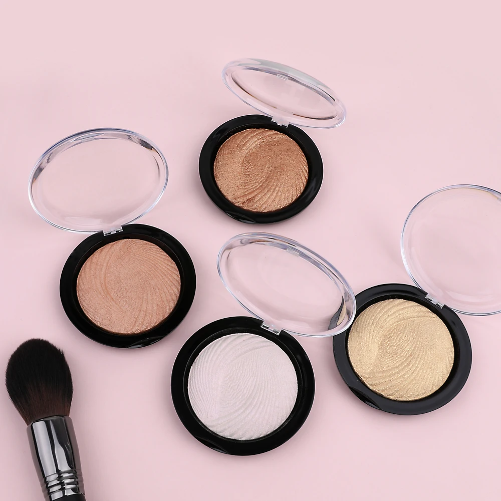 

4 Color Shimmer Highlighter Makeup Private Label Pigment Highlighter Powder Trimming Pressed Powder Face Bronzer Low Moq No Logo