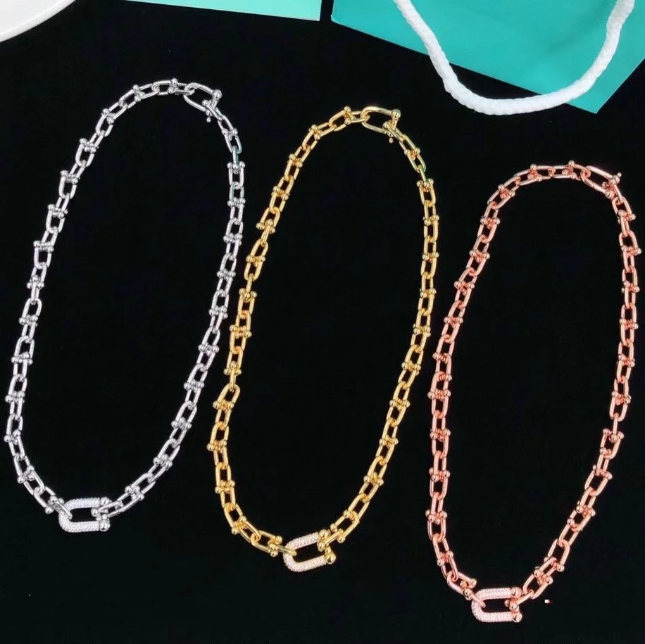 

High quality designer Fashion Big Necklace for Women Twist Gold Silver Color Chunky Thick Choker Chain Necklaces Party Jewelry