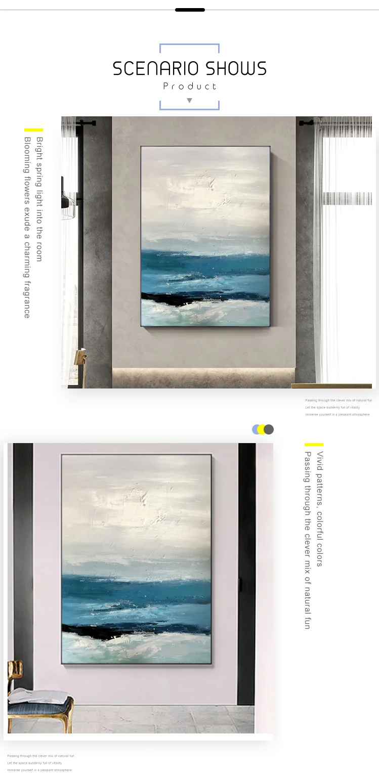Hand Painted Canvas Abstract Landscape Art Oil Painting Living Room Sea Painting
