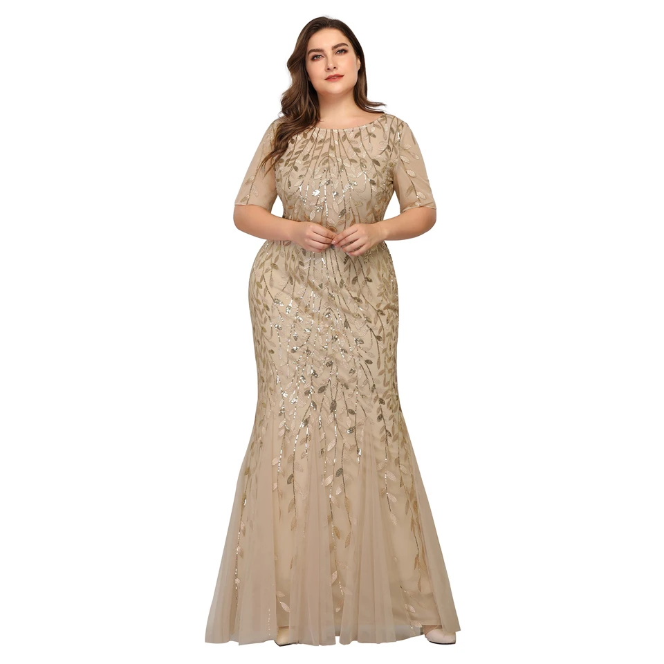 

Plus Size Embroidery Lace Tulle Maxi Dresses Bridesmaid Dresses, Picture color