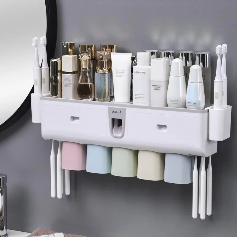 

New Product Hotel 5 Piece Bathroom Accessories Set Toothbrush Toothpaste Holder Stand for Bathroom Storage Organizer Tissue Box