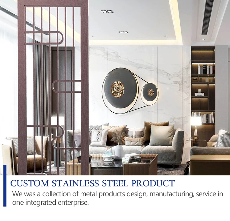 Living Room Freestanding Wall Panel Divider High End Customized Metal Stainless Steel Room Partition Designs