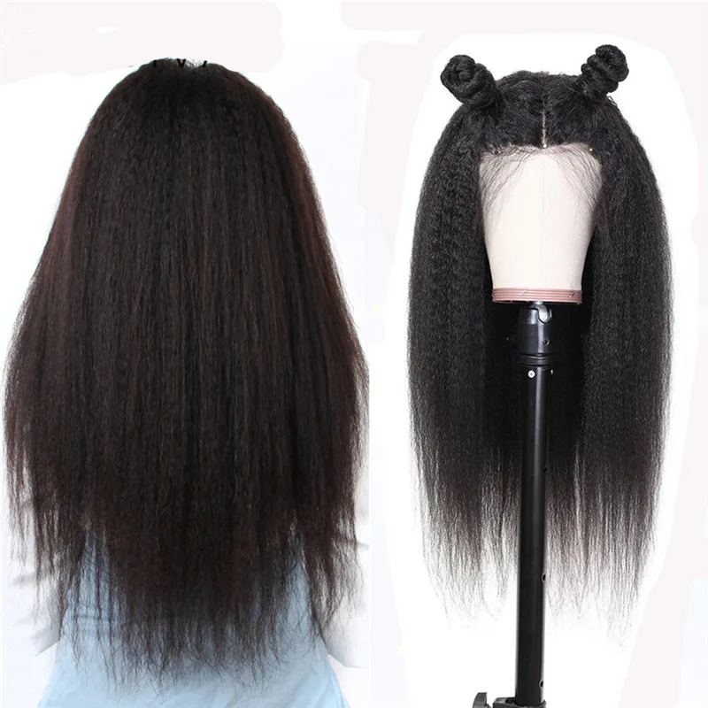 

Wholesale Prep lucked Bleached Knots 100% Brazilian Human Hair Vendor Kinky Straight Lace Front Wig