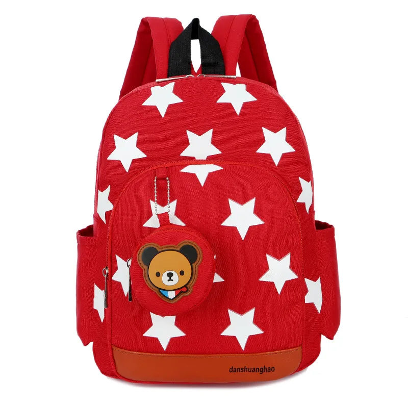 

New Arrival Cute Bear Toddler School Book Bags For Kids Star Pattern Zipper Waterproof Backpack Kids Lunch Rucksack Backpack