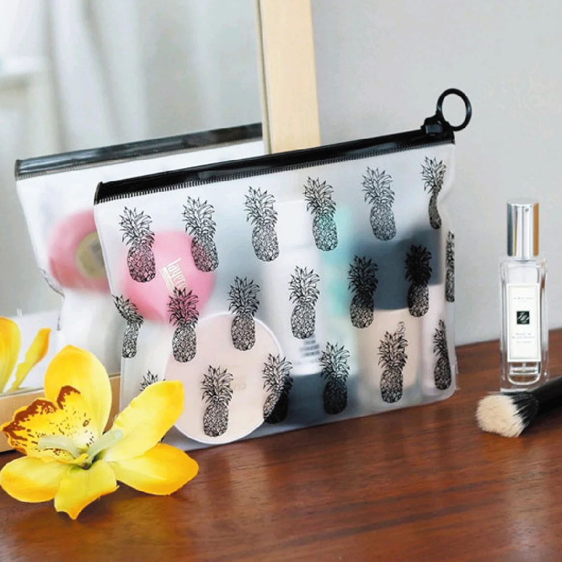 

waterproof frosted plastic cosmetic zipper bag frosted cosmetic eva pvc zipper bag buy cosmetic bag zipper packaging pouch, Pink