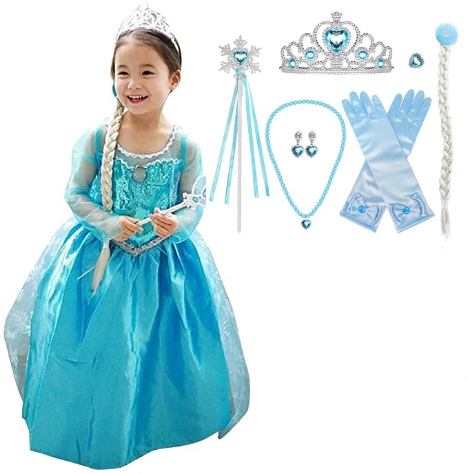 

Princess Inspired Girls Snow Queen Party Costume Dress