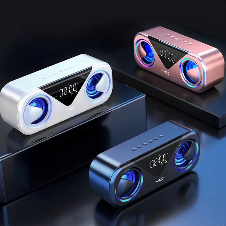 

H9 BT speaker wireless alarm clock home mini stereo smart volume dual speaker