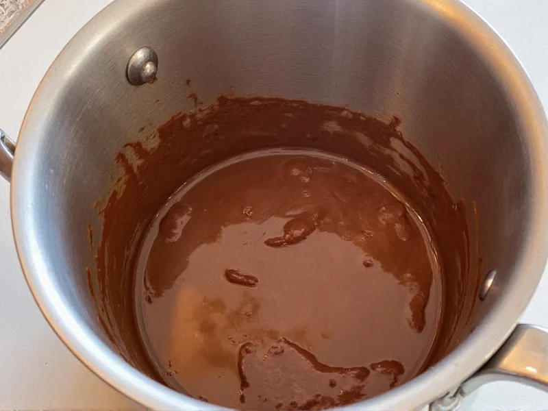 Melting chocolate for Reese's cups in double boiler setup