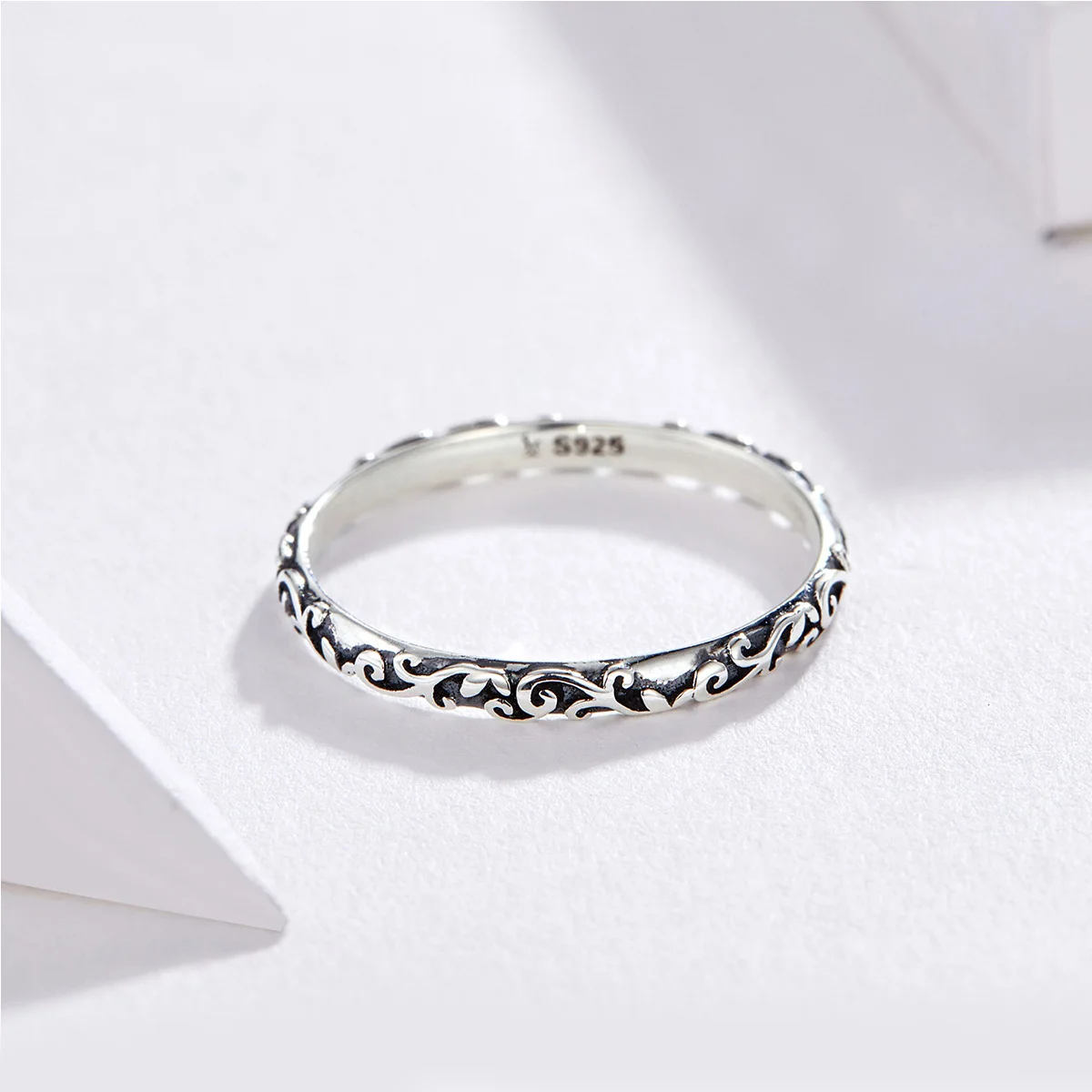 

925 Sterling Silver Black Tibetan Silver Small Finger Rings Unisex