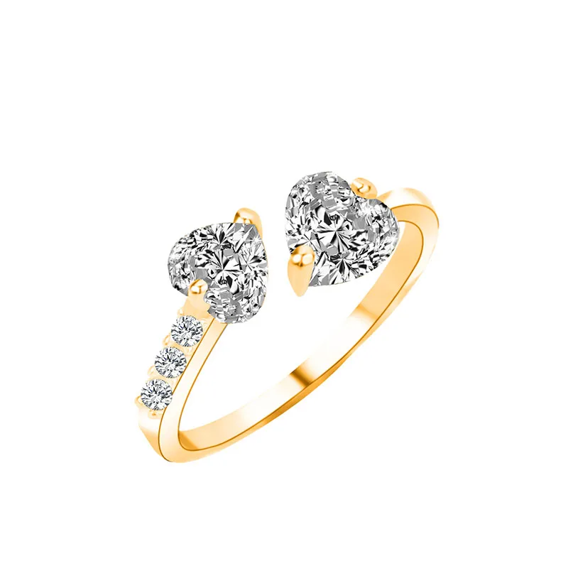 

Women Fashion Gold  Heart Zircon Ring Exquisite Jewelry